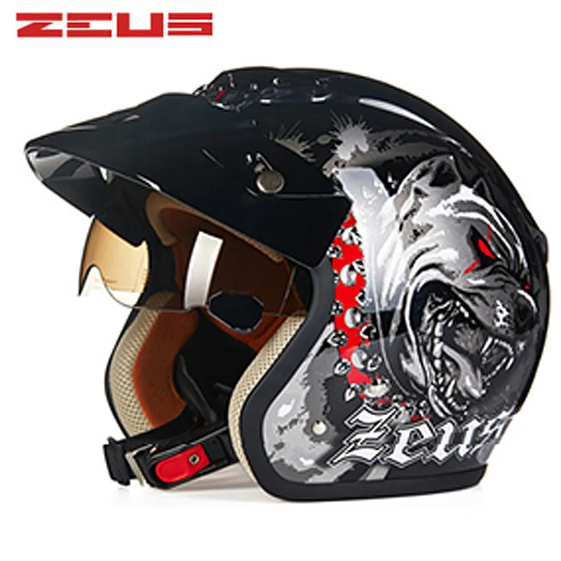 ZEUS открытым лицом 3/4 мотоцикл мотокросса Каско Capacete шлем для скутера винтажный