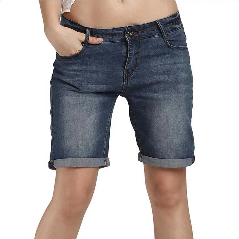

New Fashion Summer Blue Denim Shorts Women High Waist Jeans Board Shorts Big Size Boyfriends Shorts 30-40
