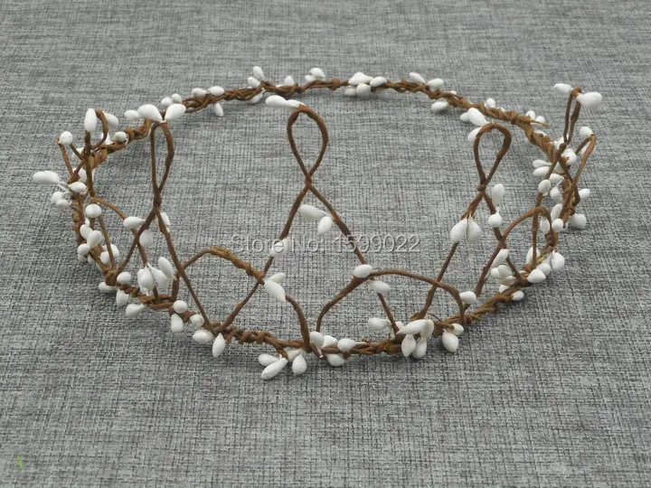 

Rustic Wedding Tiara Queen Princess Mermaid Crown Adult White Pip Berry Vines Rattan Bridal Head Jewelry Birthday Party Hairband