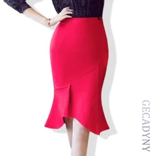 Весенне-осенние женские офисные юбки S-5XL модная Русалка тонкая Сексуальная Асимметричная юбка-карандаш с оборками с открытым разрезом элегантные OL юбки