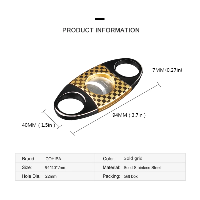 Lusfo COHIBA металлический классический резак для сигар из нержавеющей стали