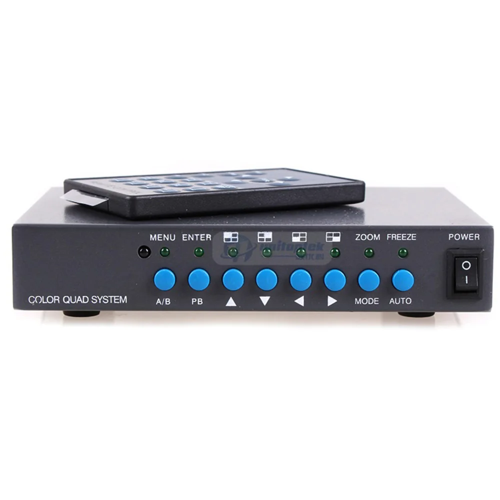 4CH Color Video Digital Color Quad Splitter Processor VGA-OUT For CCTV Security System With BNC Switcher Splitter