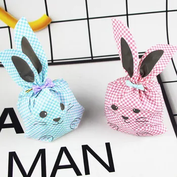 

1000pcs Fashion Grid Rabbit Ear Gift Bags Blue & Pink Sweet Package Pouch 13.5*22cm Party Candy Bag ZA6791