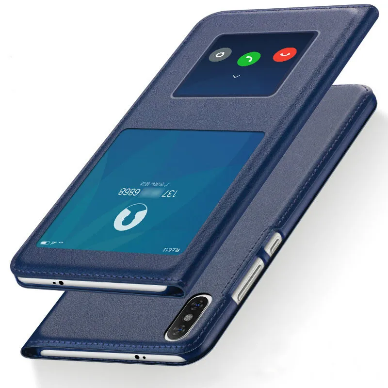 

Ultra Thin Flip Cover Case Dual Window View Feature Leather Phone Case for Xiaomi Redmi 6 Pro