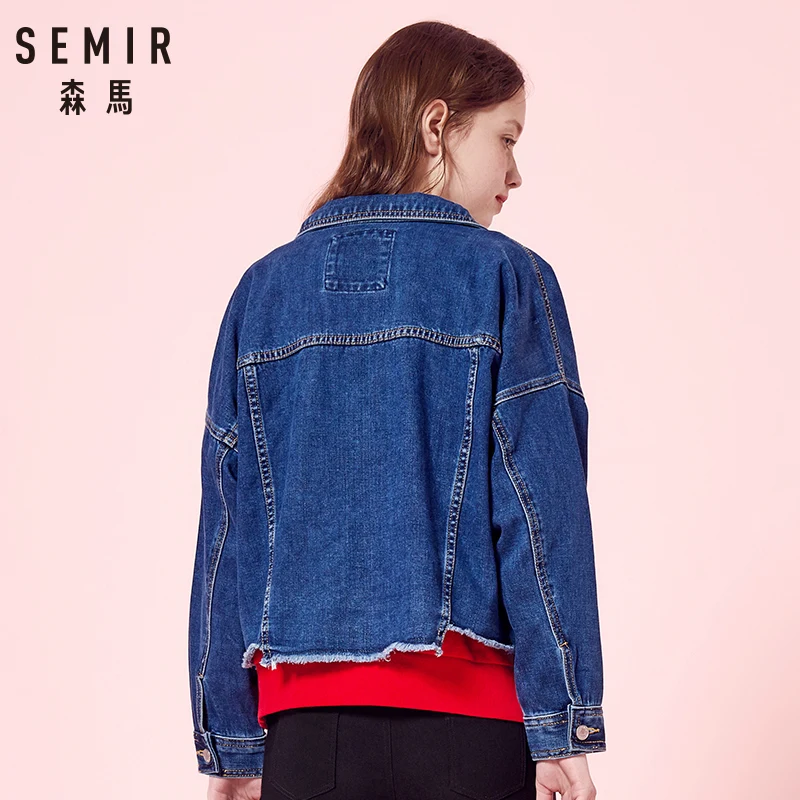 SEMIR Female Denim Jacket 2018 Autumn New Wide Loose Denim Clothing Thin Irregular Hem Shirt Women Fashion Jackets Woman clothes