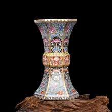 Эмаль Qianlong год династии Цин Золотая Шестигранная ваза антикварная фарфоровая коллекция антикварного фарфора