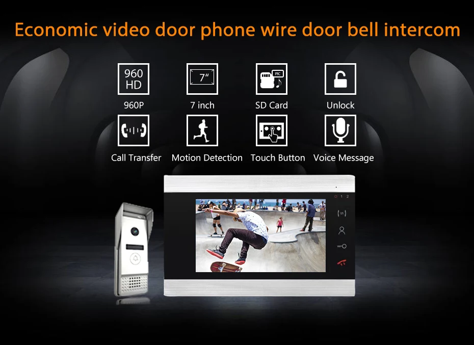 Dragonsview 960 P видеокамера на дверной звонок телефон домофоны для частного дома 7 дюймов Indoor мониторы изображение/Запись видео широкий формат