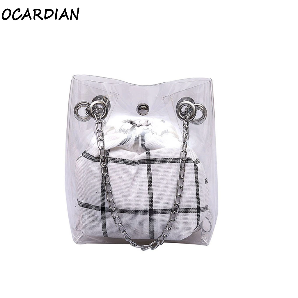 

OCARDIAN Handbags Bucket Popular Women's Bags Sac Transparent Femme 2019 Acrylic Clear Purse Lattice Bag Clutch Dropship A24