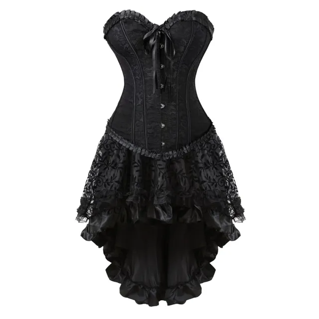 Sexy Vintage Black Corset Dress Victorian Burlesque Corsets Skirt