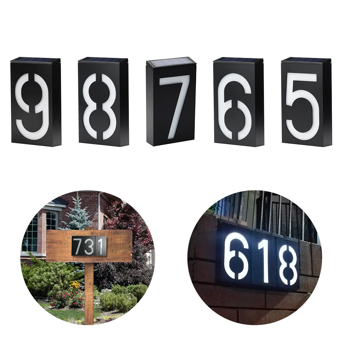 

New Solar Power Number LED Light Sign House Hotel Door Address Plaque Mailbox Digit Plate Solar Wall Door Lamp