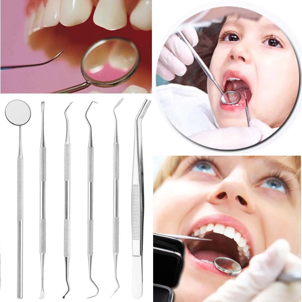 

6pcs Stainless Dental Tool Set Kit For Home Teeth Clean Hygiene Mirror Oral Care F10.30