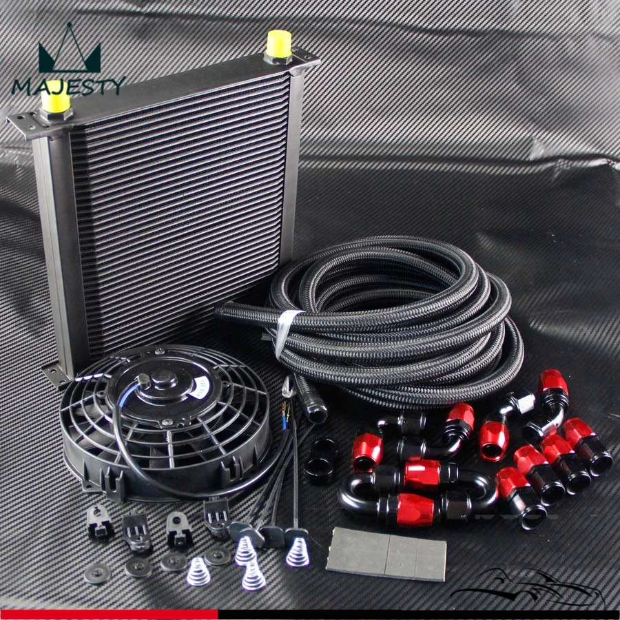 #Special Offers 40 Row AN10 Engine Oil Cooler + 5M Oil Line Fittings + 7\ Electric Fan Kit Turbo Cooling Fuel System fit for universal