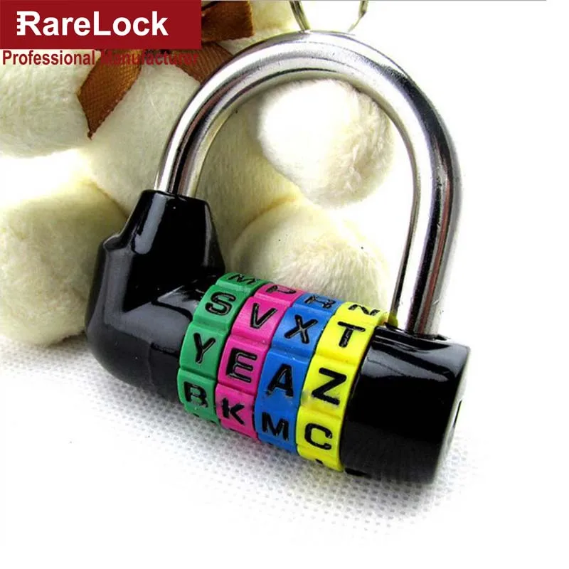 Rarelock 5 цветов буква из цинкового сплава код комбинация блокировки паролей для коробки двери чемоданы Путешествия сумка шкафчик установки комнаты замки a - Цвет: Black