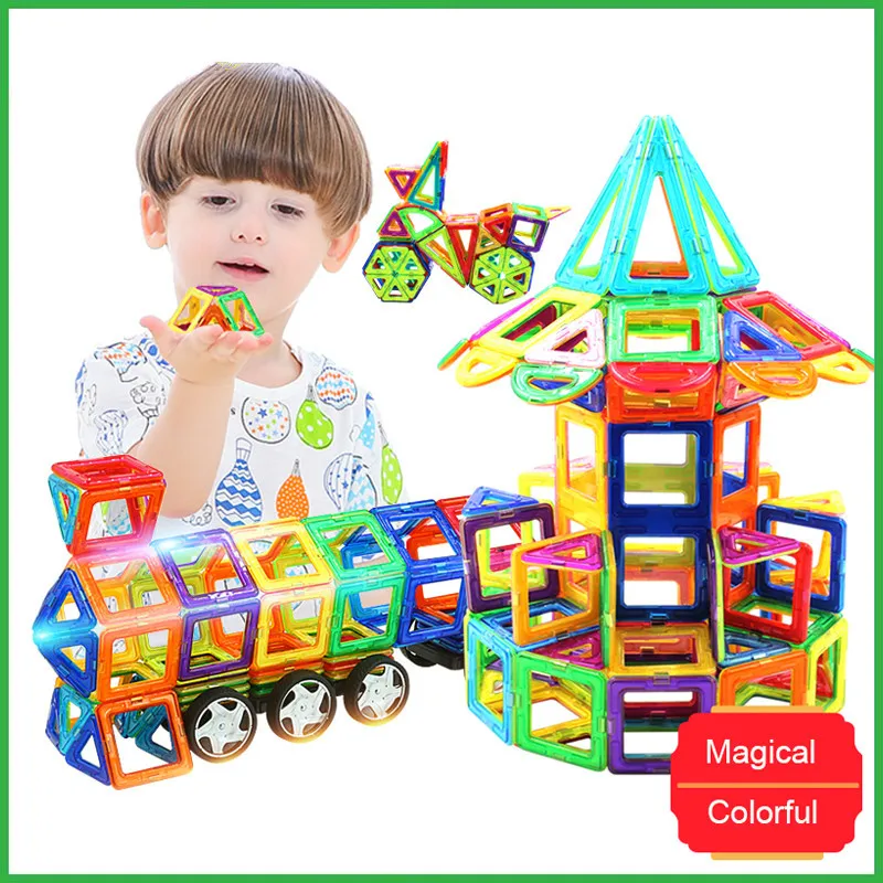 

71 Builder -149 Pcs Size Large 3d Diy Magnetic Construction Blocks Designer Triangle Lighting Bricks Toys For Children