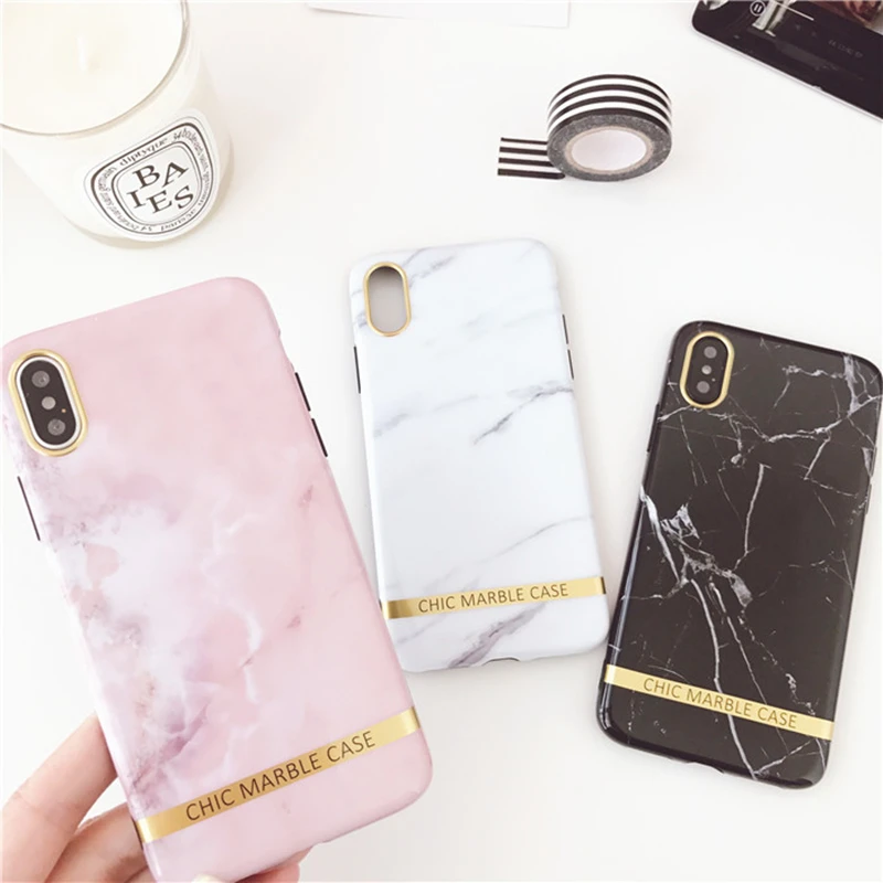 Aoweziic Korean marble For iphone X XS MAX XR mobile phone shell personality soft shell silica gel 7PLus 8plus lovers 6S shell