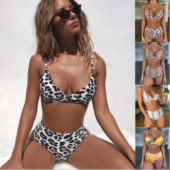

High Waist bikini 2019 mujer Swimsuit Women Leopard Swimwear Women 2 Piece Swim Suit Bikini Set Vintage Beach biquinis feminino