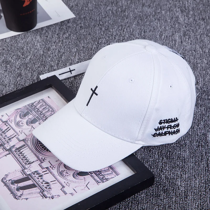 

Men Embroidery Cross Belt Baseball Cap Black Letter Snapback Hat Casquette Casual Cotton Cross Peaked Cap Bone Streetwear