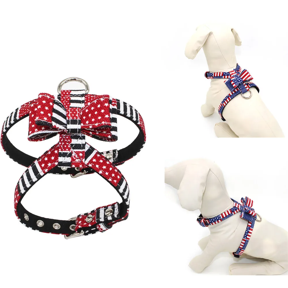 

Adjustable Pet Dog Leads Bowknot Diamond Chest Straps leash for dog pet dog accessories led dog collar