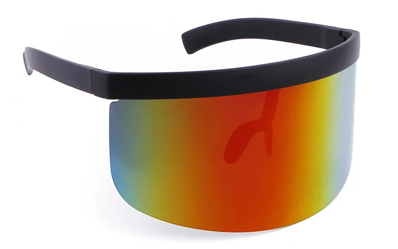 FU E винтажные сверхбольшие солнцезащитные очки с козырьком, женские солнцезащитные очки с плоским верхом, зеркальная маска, мужские ветрозащитные очки Gafas de sol