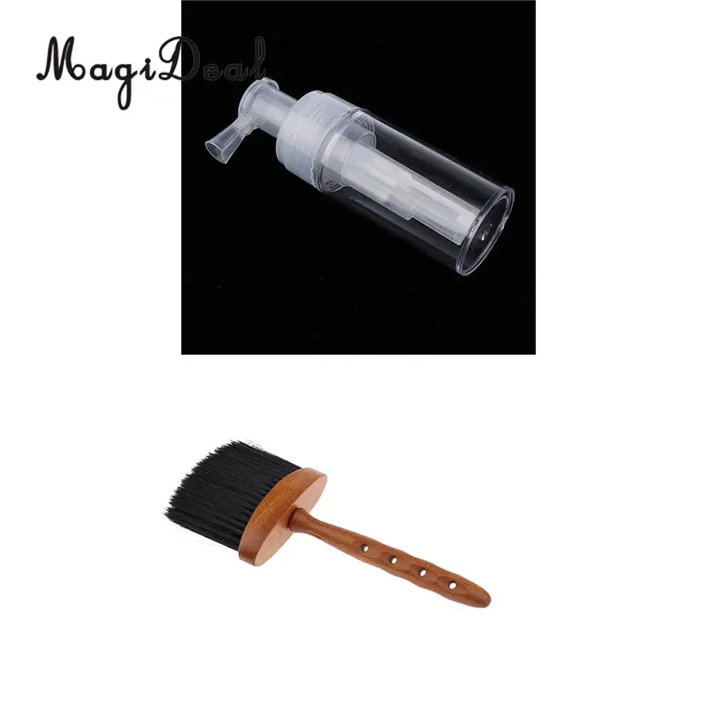 Kesoto Empty Refillable Powder Spray Bottle 110ml with Salon Neck hair Cut Duster Cleansing Brush Face Dirt Sweep Tool Set