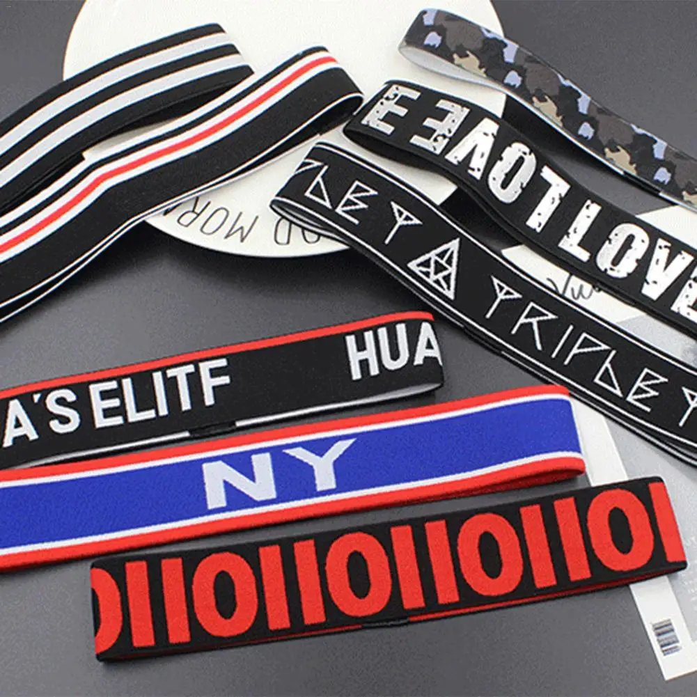 

Korean Alphabet Letter Black Elastic Sports Hair Band Unisex Yoga Running Sweat-absorbent Fashion Headband