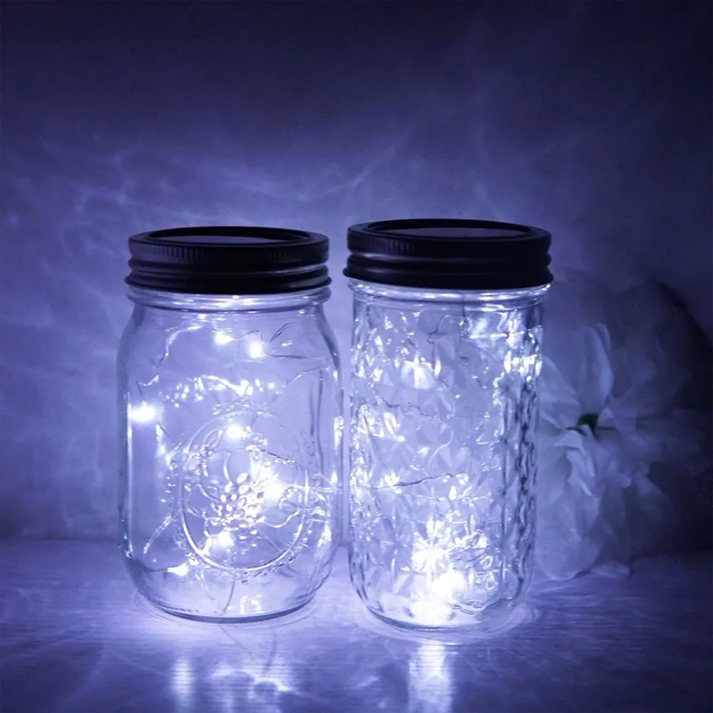 6 шт. в упаковке, светильник Mason Jar, 20 светодиодный, солнечный, красочный, сказочный светильник с крышками для патио, двора, сада, вечерние, свадебные, рождественские украшения