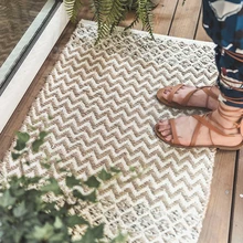 Килим твердая шерсть марокканский ковер для гостиной геометрический синий индийский ковер в богемную полоску современный коврик дизайн скандинавский стиль