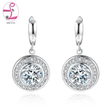 ZHE FAN Blue White Red Big AAA Cubic Zircon Earring Hot Rhodium Plated Dangle Earrings for Women Party Luxury Jewelry