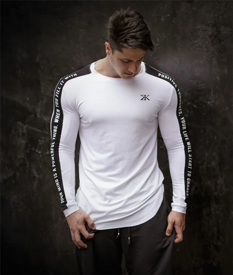 Рашгард спортивная рубашка мужская рубашка для пробежек человек с длинным рукавом Спортивная Футболка Тренажерный зал Бодибилдинг компрессия одежда