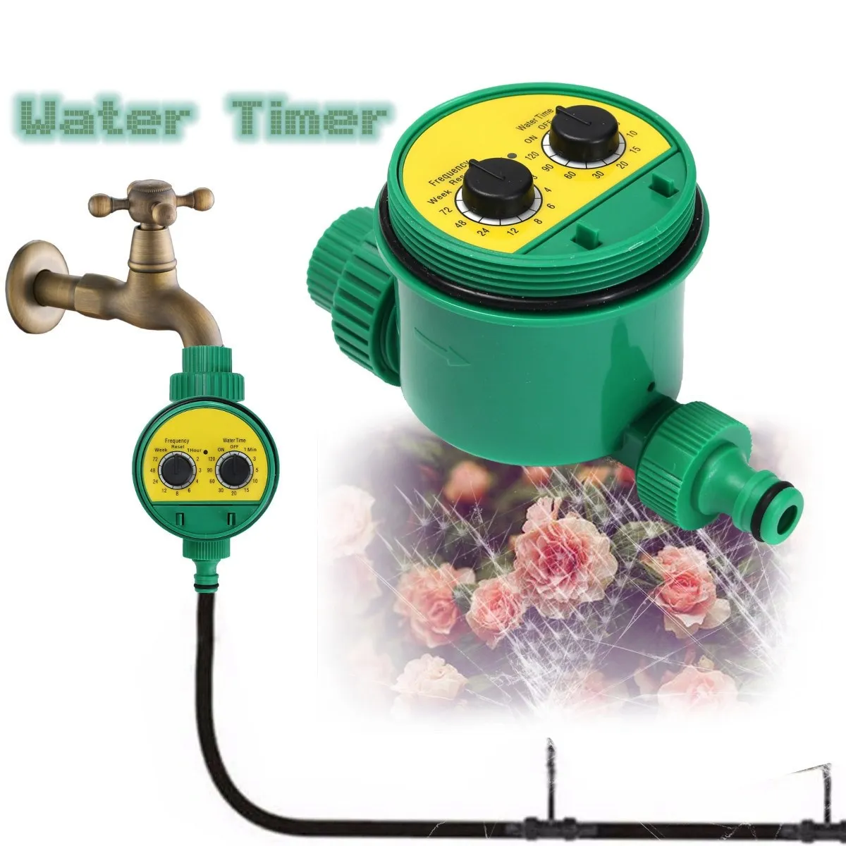 Water Timer Irrigation Automatic Two Dial Home Garden Watering 1 16 Set