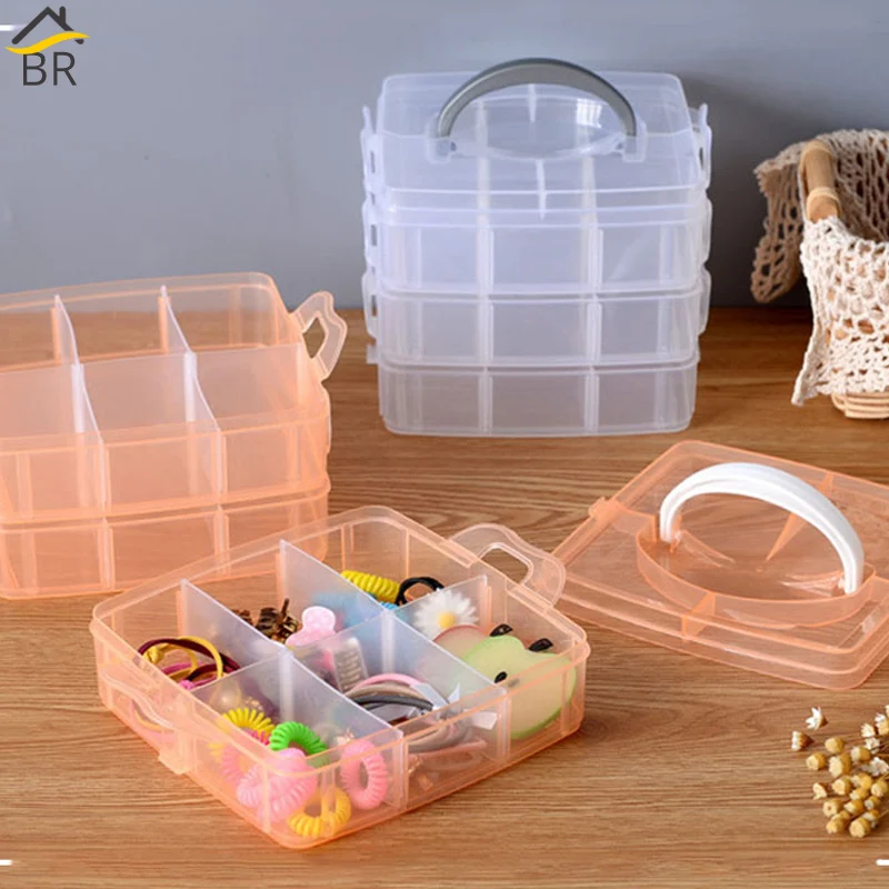 

BR Multifunctional Three Layers Transparent Storage Boxes Jewelry Display Storage Box Hair Accessory Girl Hairpin Organizer