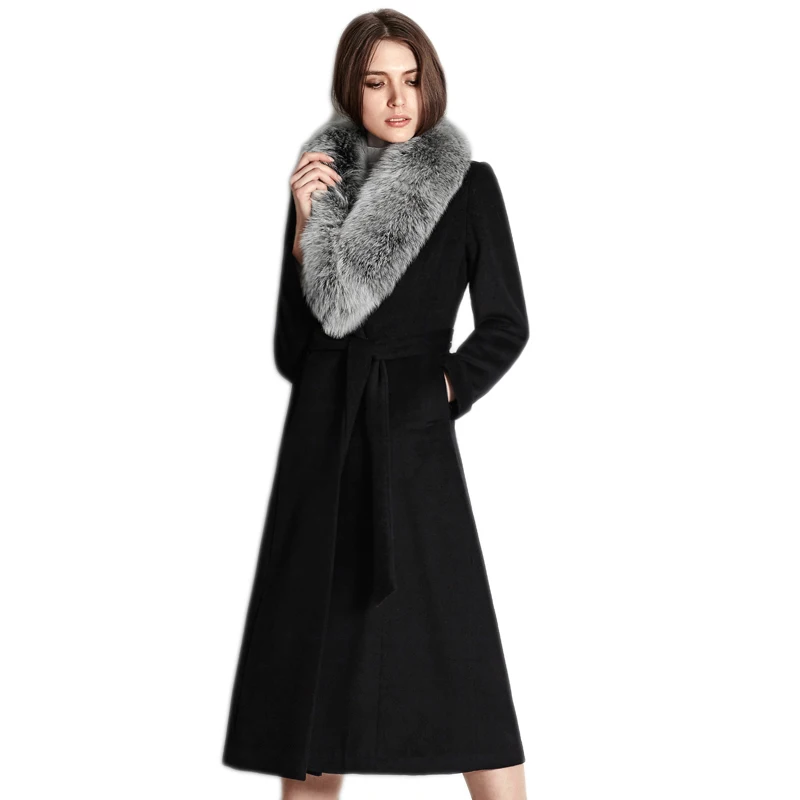 2017 New Luxury Fur Collar Women's Winter Jacket Slim X long Women's