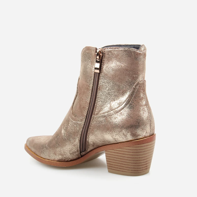 2019 Spring/Autumn New Fashion Women's High-heeled Retro Square Heel Boots Zipper Concise Pointed Toe Woman Boot Golden Shoes