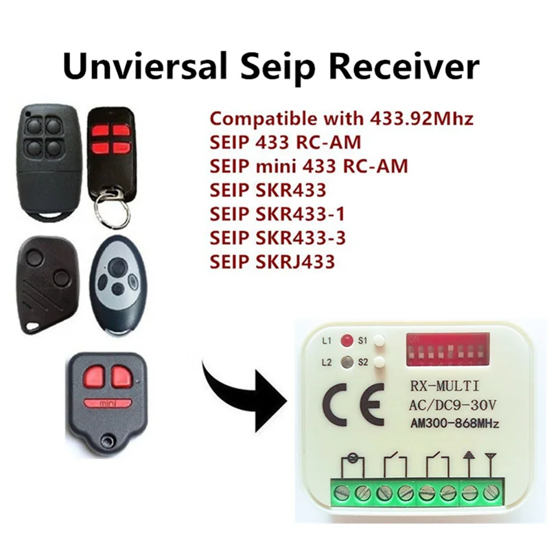 

1x Free shipping Seip SKR RC-AM 433.92mhz rolling code universal remote control receiver