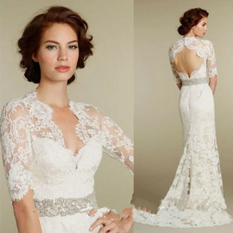 New Handmade Hot Sale Sexy Half Sleeve Lace Edge Wedding Bridal Bolero Jacket Shawl White/Ivory Custom | Свадьбы и торжества