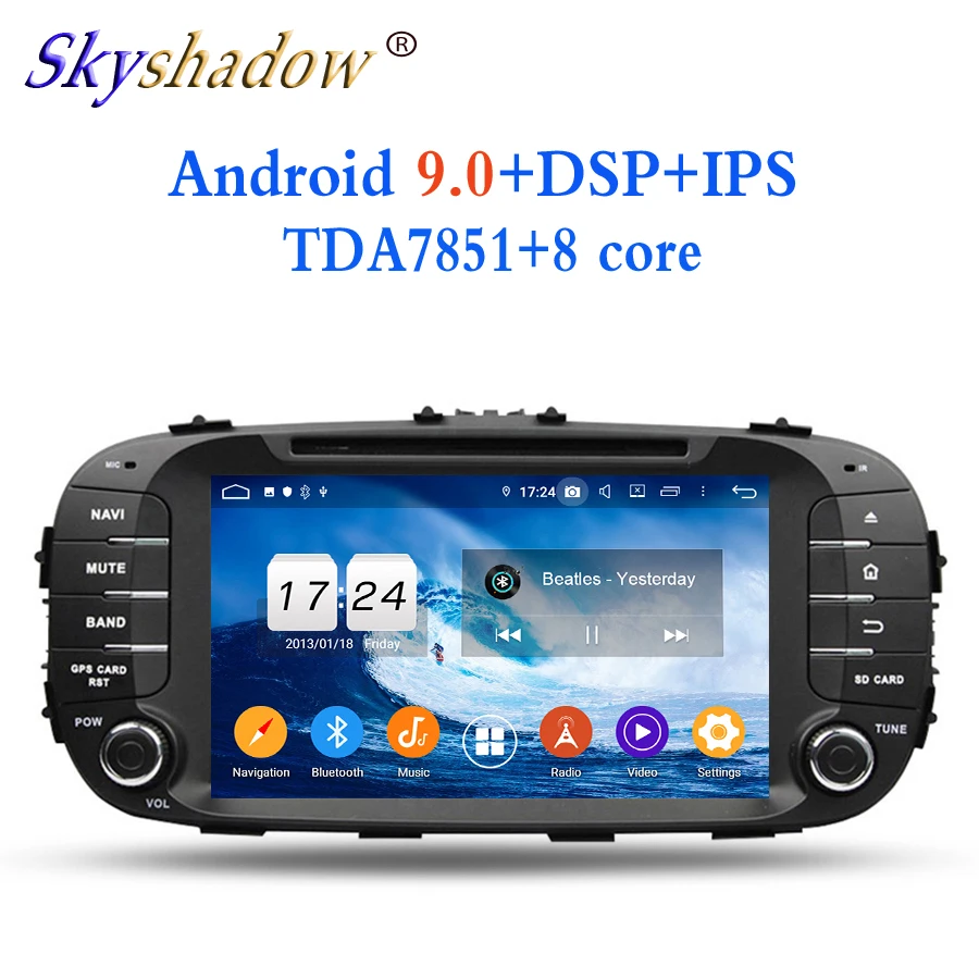 HD TDA7851 Android 9,0 для kia SOUL Восьмиядерный 4 Гб+ 32 ГБ Bluetooth Wifi gps ГЛОНАСС карта Автомобильный dvd-плеер RDS радио