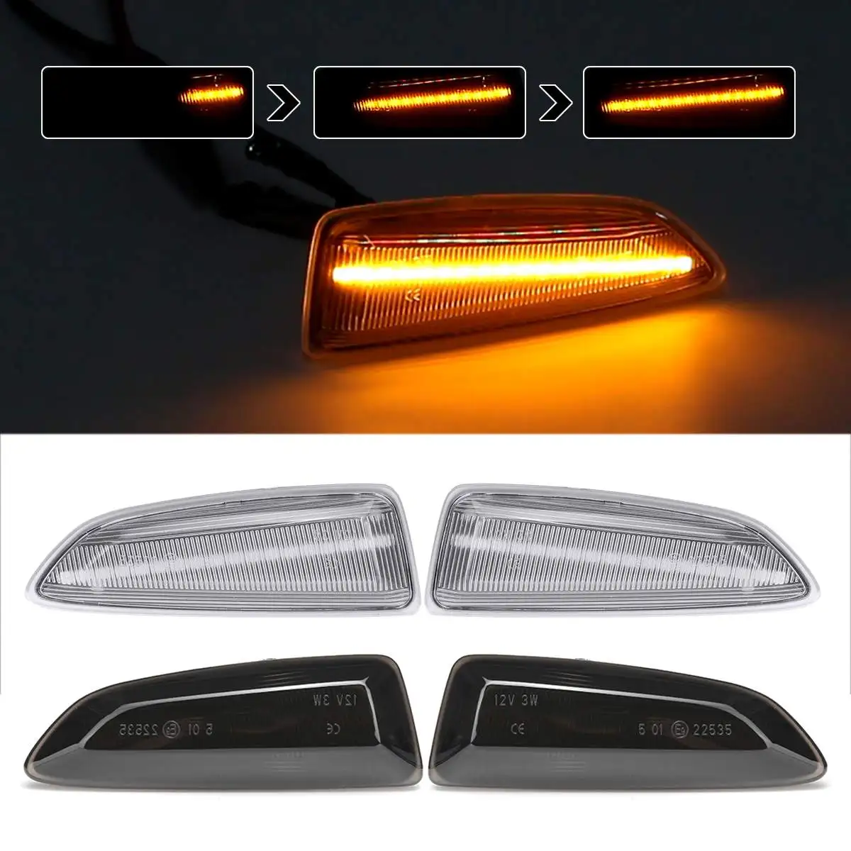 2x Dynamic LED Side Marker Lights 12V Flowing Turn Signal Light Repeater Lamp Panel for Opel Vauxhall Astra J K | Автомобили и