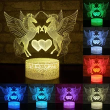 3D Unicorn Lamp Horse Night Light Touch Table Desk Lamp 7 Color Change,Optical Illusion lamp Led Christmas Gifts Decor Light wedding decor i love you heart 3d optical illusion mood light 7 colors change luminaria lava lamp kids night light novelty gifts