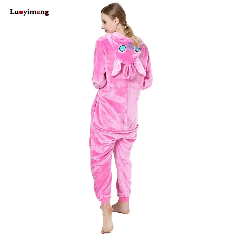 New Stitch Onesies Adult Pajamas Unisex Blue Pink Stich Cosplay Party Wear Anime Pyjamas Children Kids