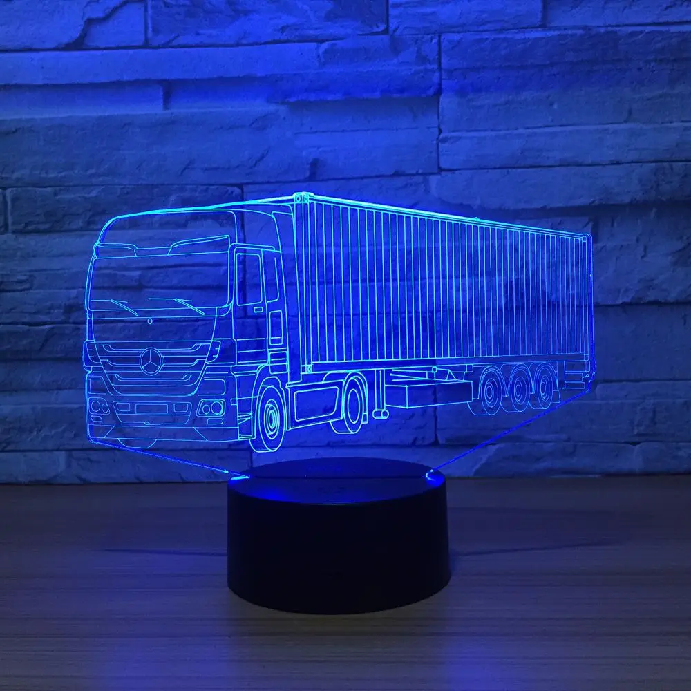  Container Truck 3D Led Light Lamp 7 Color Change Touch Remote Usb Table Lampara Lampe Fire engine l - 32867465042