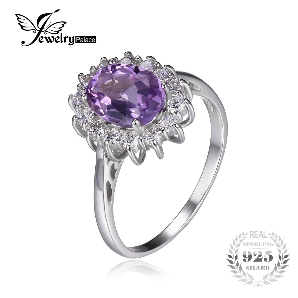 Jewelrypalace Принцесса Диана Уильям Кейт Миддлтон 1.8ct Природный аметист Обручение Halo