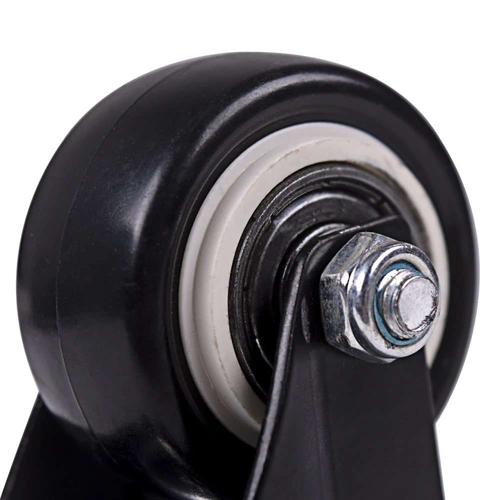 1.6 Polegada diâmetro resistente 200 kg rodízio preto do rodízio da mobília do trole das rodas do giro do poliuretano de 4-4