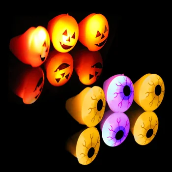 

6PCS 2Styles Kids Cartoon Eyeball Pumpkin Glowing LED Rings Light Up Flashing Luminous Finger Rings LED Halloween Party Toy