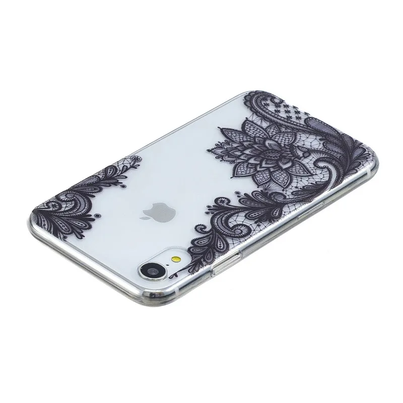 For Coque iPhone XR Case on For Fundas iPhone XR Cases 6.1 inch Cute Cartoon Painted Clear Soft Silicone Case Cover Women Men