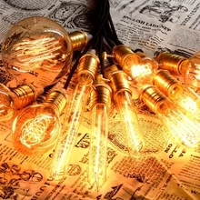 Винтажные Ретро DIY спиральные лампы накаливания приспособления ручной работы стеклянные лампы накаливания Эдисона 40 Вт 110-240 В