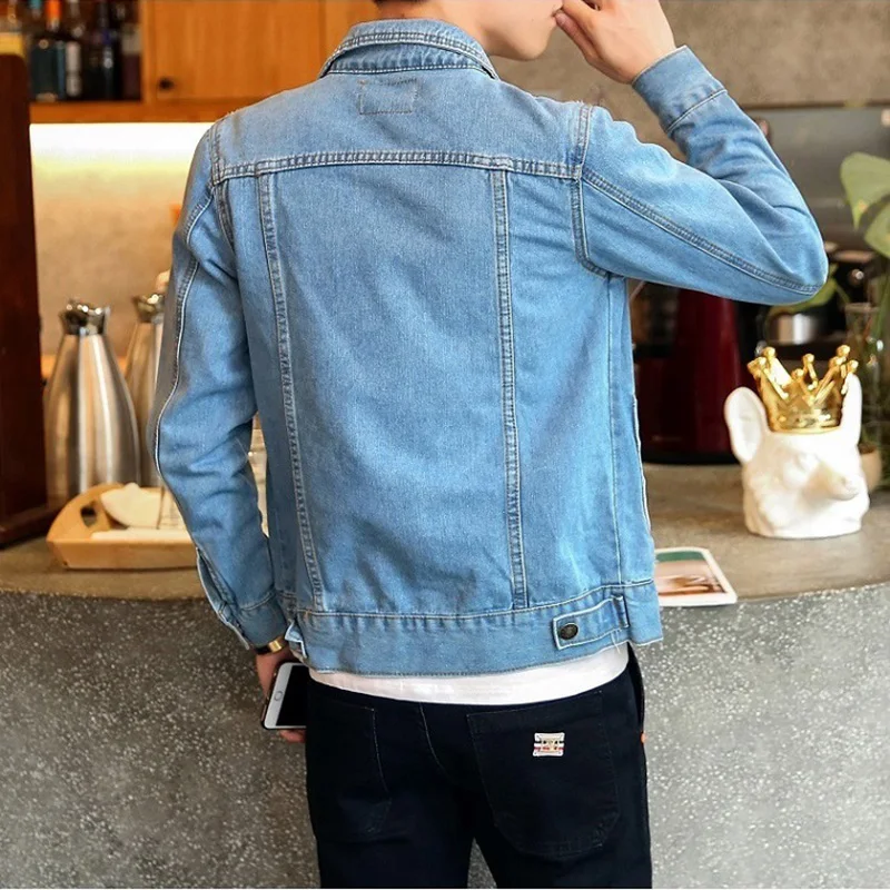 Мужская джинсовая куртка весна 3XL 4XL Повседневная однотонная для мужчин XXXL модная