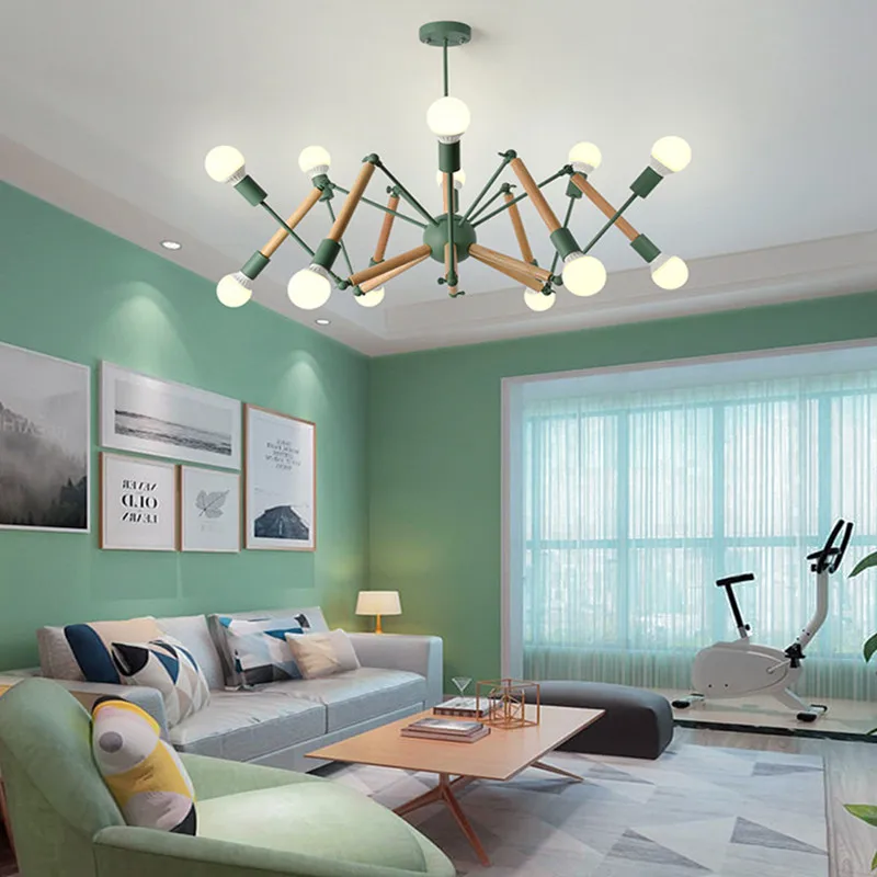 

Modern Loft Romantic Designer Pendant Light Personality Wood Iron Hanging Light Art Living Bedroom Led Lights Free Shipping