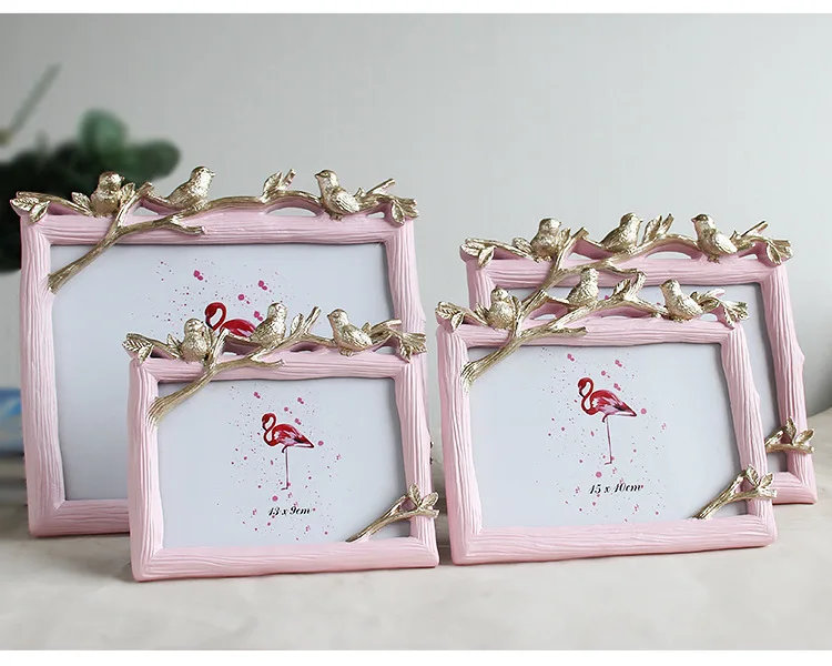 

5/6/7/8 Inch Wood Frame Creative Resin Photo Frame Three Bird Photo Frame Picture Desktop Photo Frame Gift Home Decoration ZM150