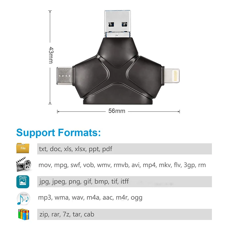 Multi In 1 Card Reader USB 3.0 For Micro SD Card Reader Adapter For Flash Drive Multi Lightning Reader For iPhone Android Window Multi In 1 Card Reader USB 3.0 For Micro SD Card Reader Adapter For Flash Drive Multi Lightning Reader For iPhone Android Window