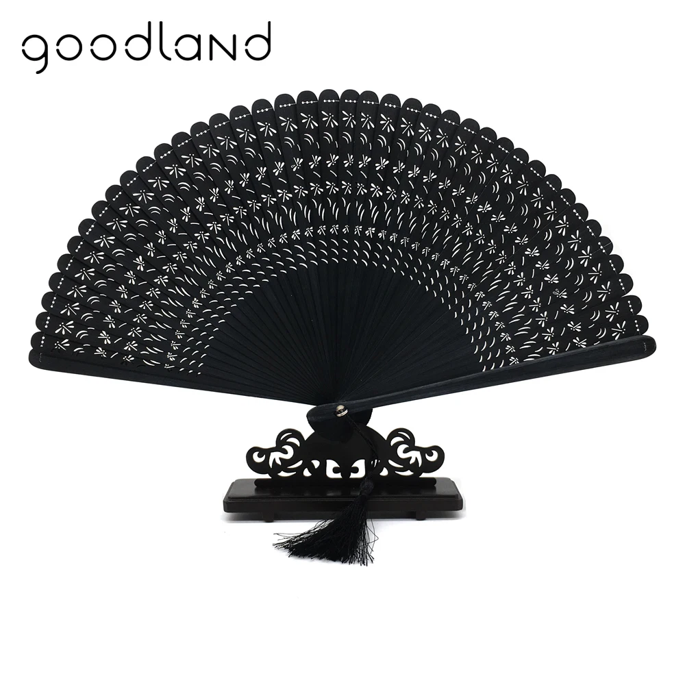 50 шт в наборе, в стиле ретро с черными бамбуковыми полированный складной USB аккумуляторная мини-вентилятор для домашнего украшения, подарки для Для женщин